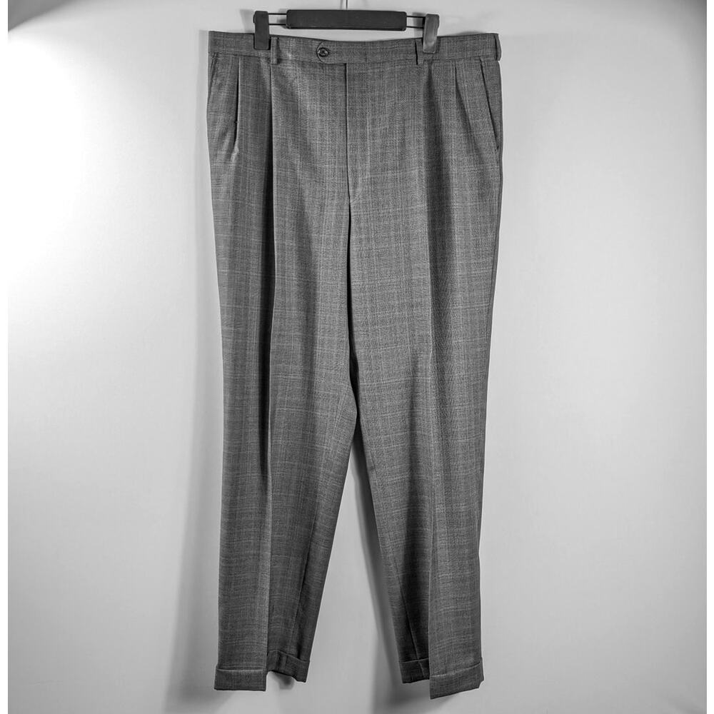 Hickey Freeman Mens 44L Gray Plaid Suit Wool Vintage Union Made USA 2 Piece Vtg - Picture 8 of 9
